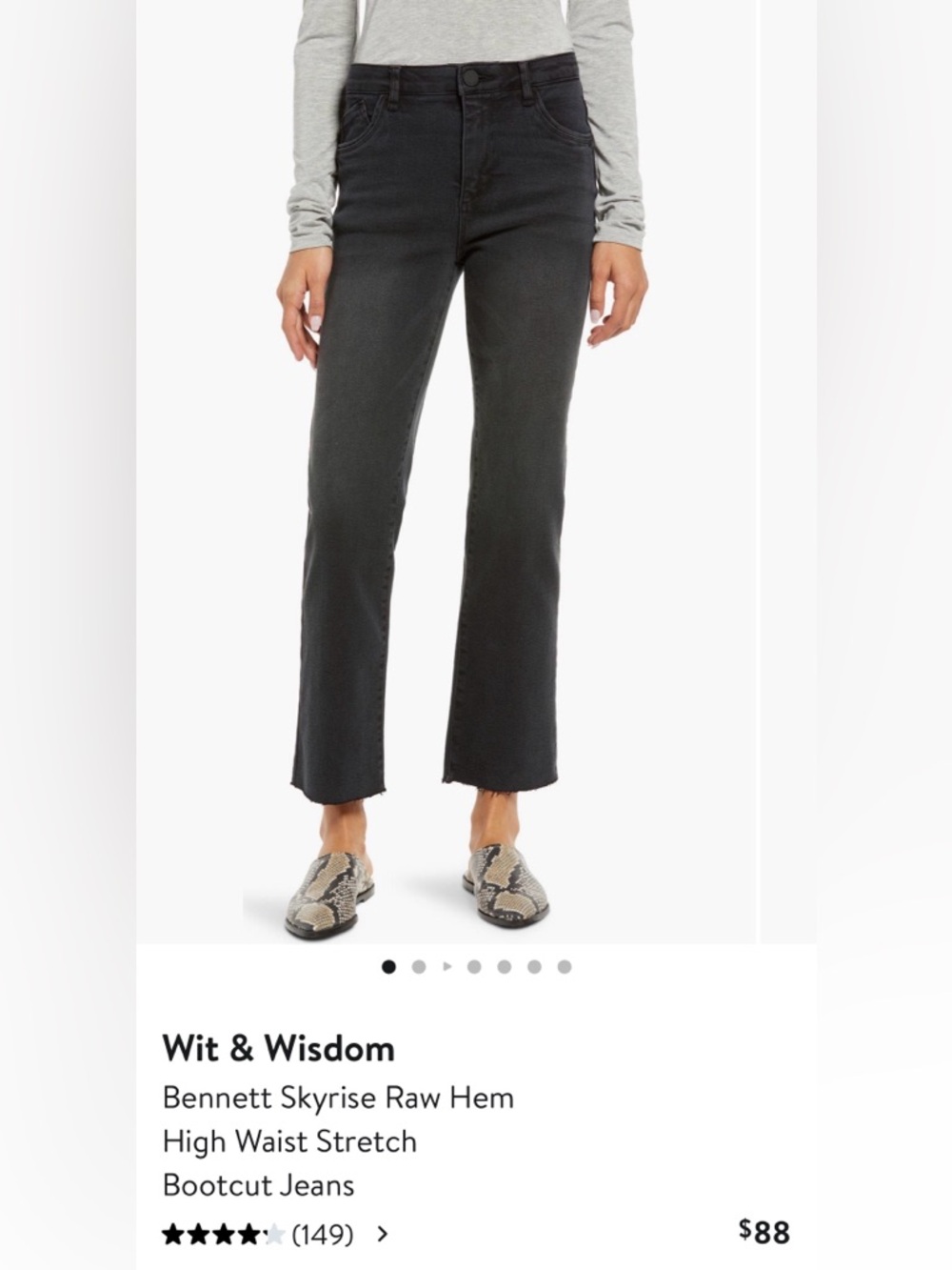 Wit & Wisdom Bennett Black Skyrise Raw Hem High Waist Stretch Bootcut Jeans